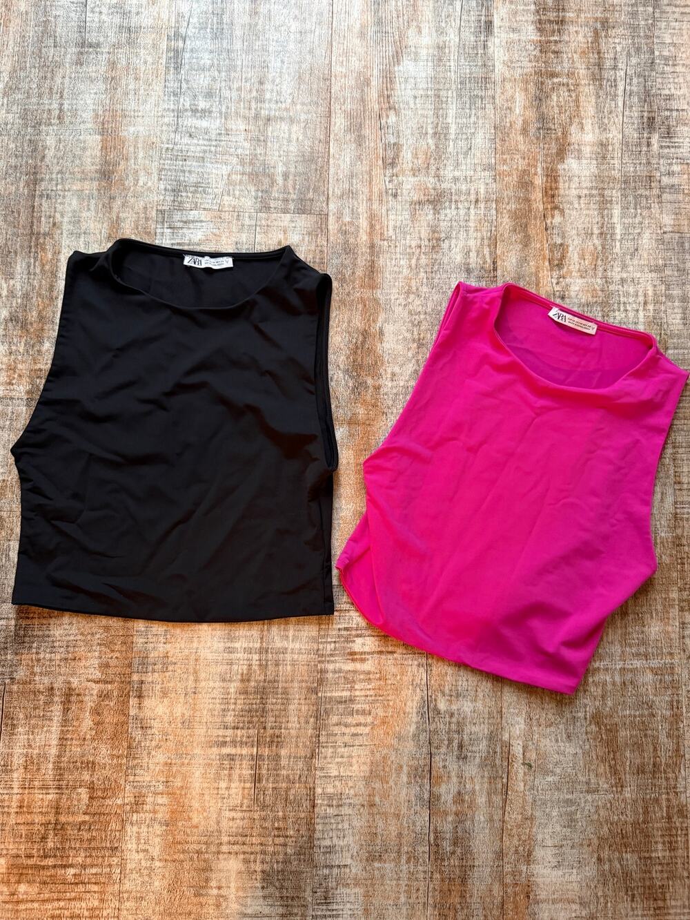 Zara Black Pink Halter Top Yoga Workout Crop Bundle Top Size Medium Compression